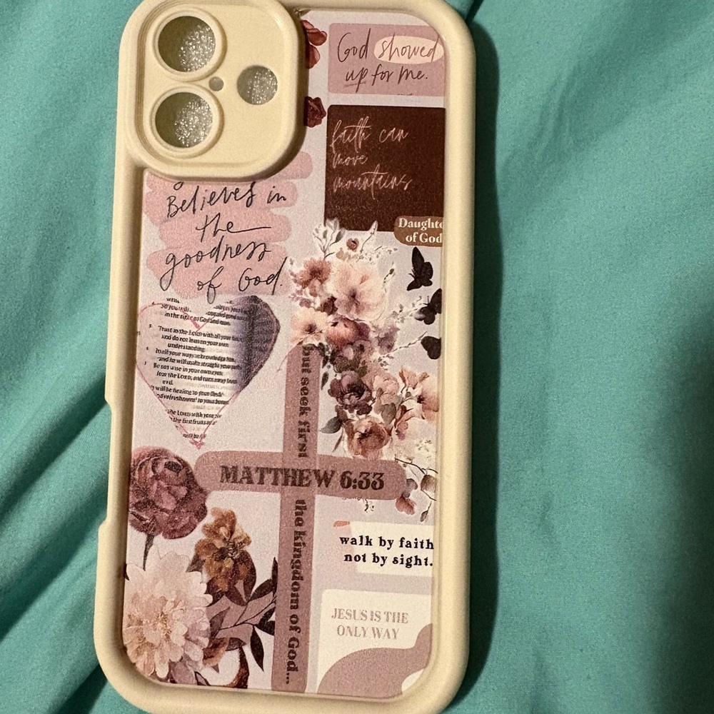 Floral Scripture Phone Case - Cream